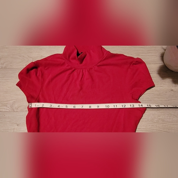 Express Red Cap Sleeve Turtleneck Blouse, Women's Small (S) - Picture 3 of 11